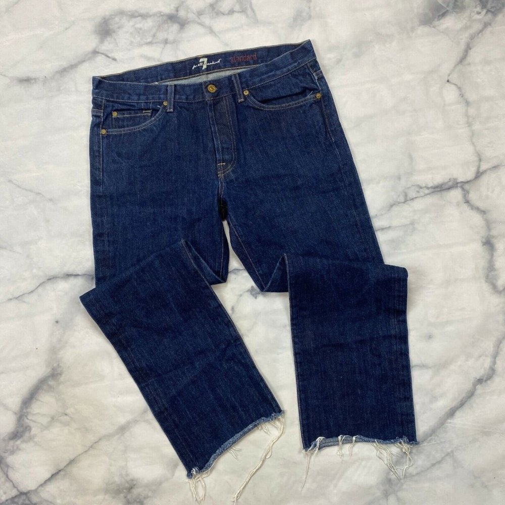 7 For All Mankind Standard Jeans Size 33 Mens Raw Cut Hem T519001ER Button Fly